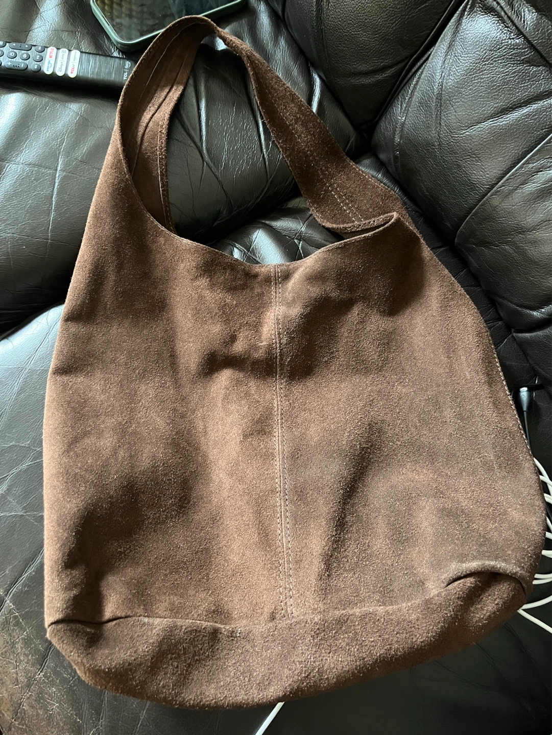 Brown Suede Hobo Bag