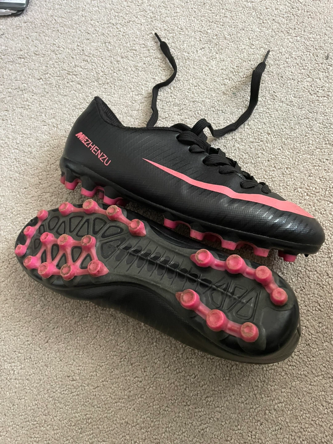 Black and Pink Soccer Cleats - Size 6 US