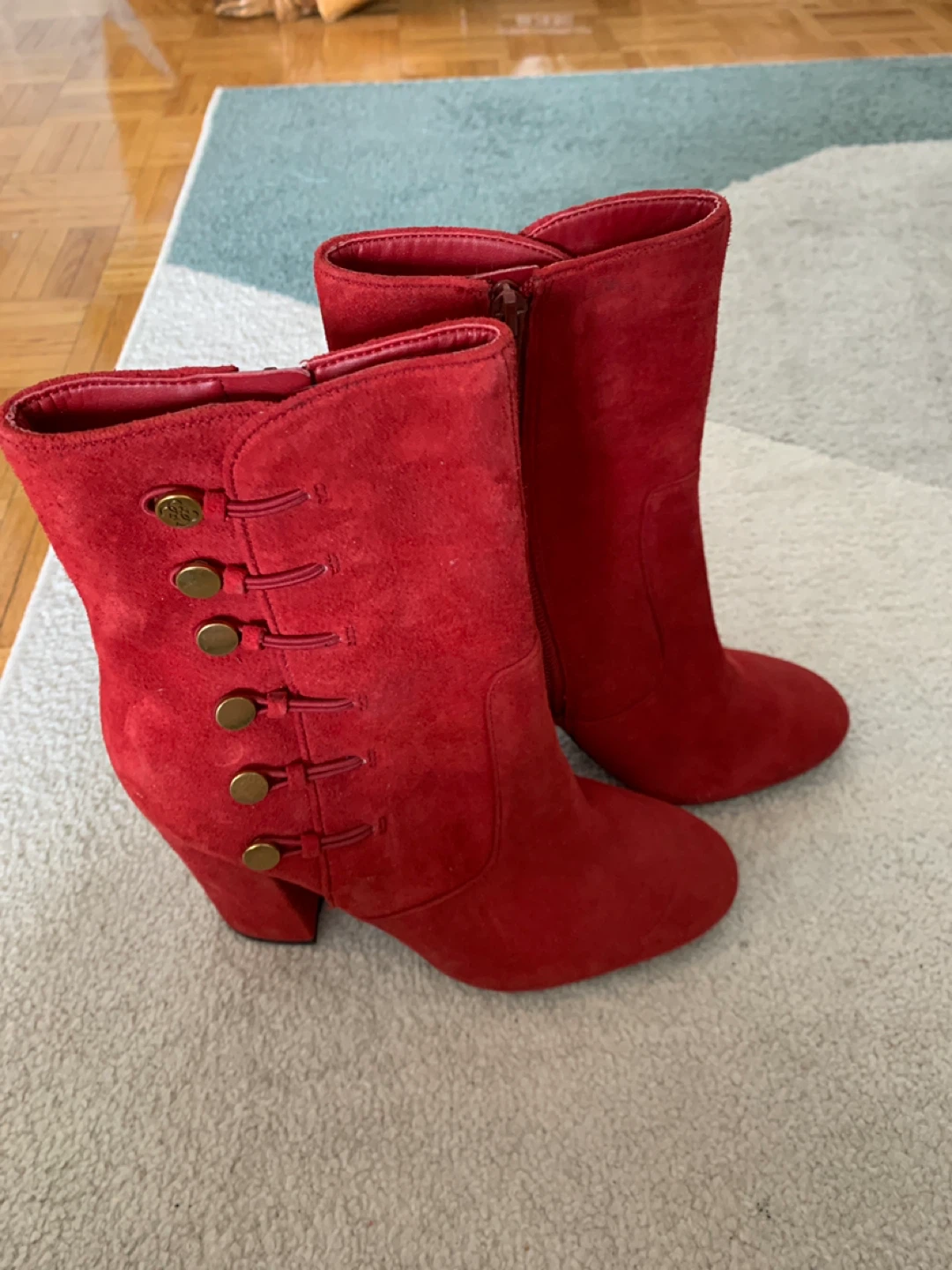 Red Suede Guess Ankle Boots Size 6M