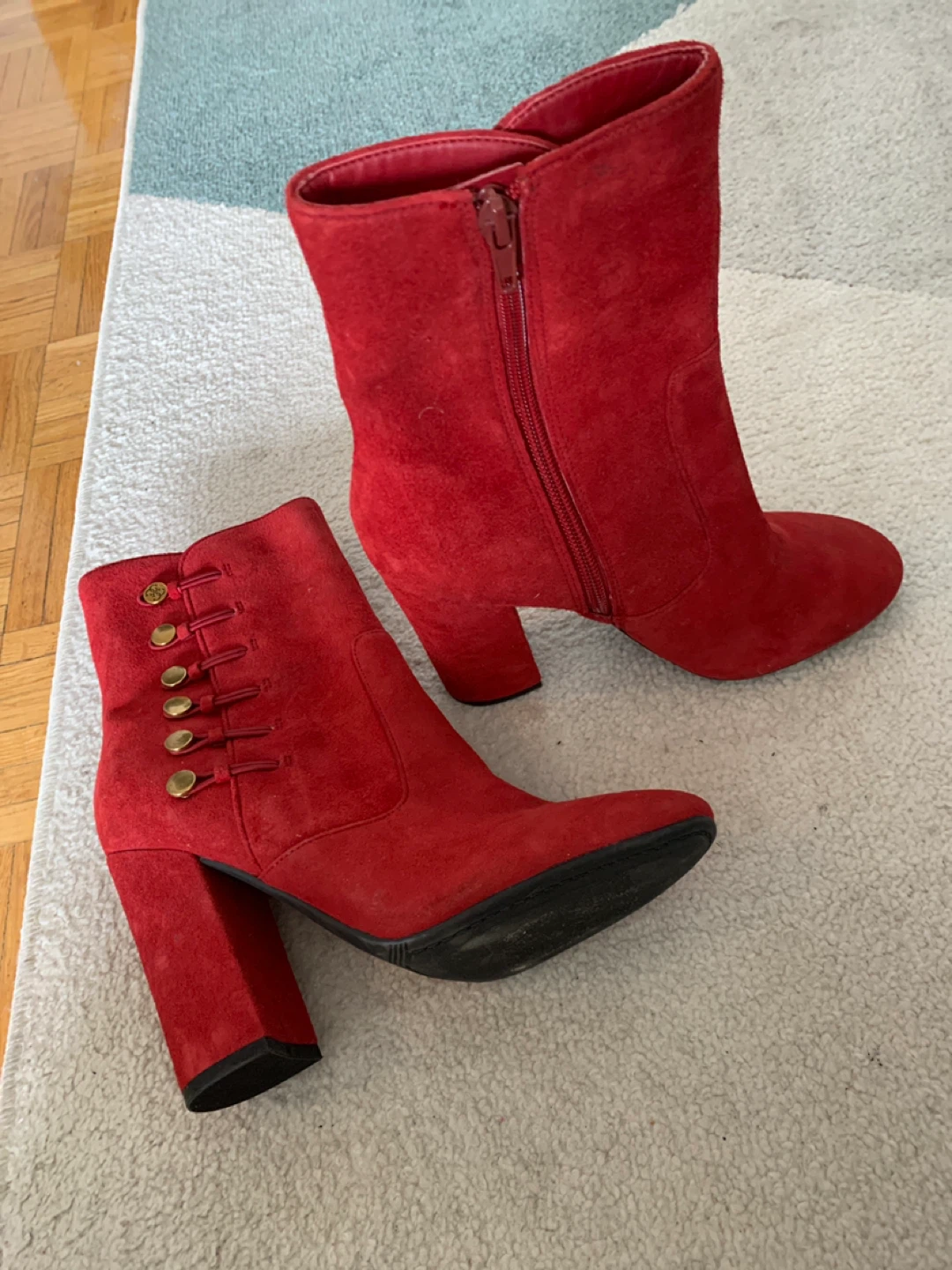 Red Suede Guess Ankle Boots Size 6M - photo 2