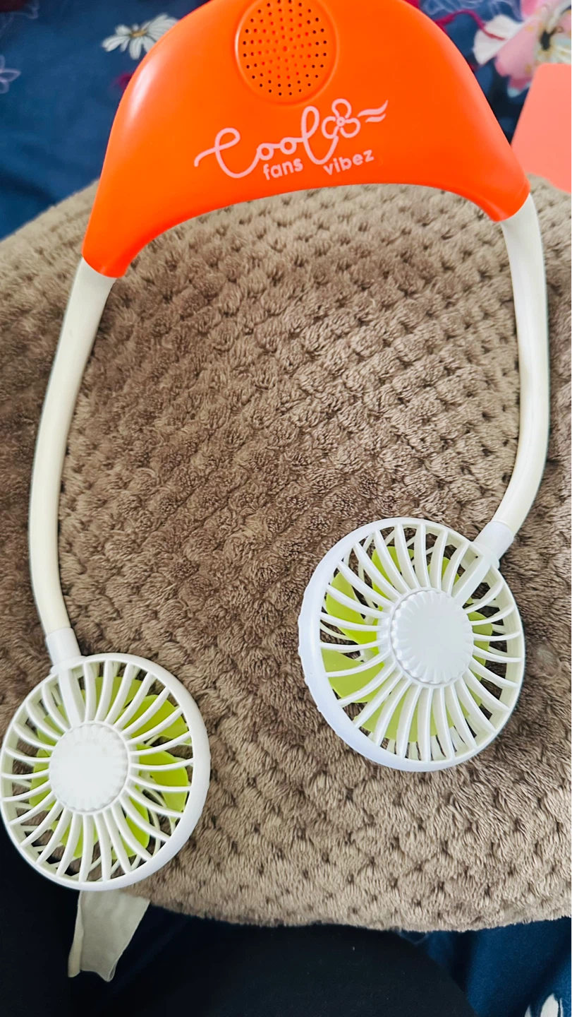 Coolfans Vibez Wearable Neck Fan - Orange/White