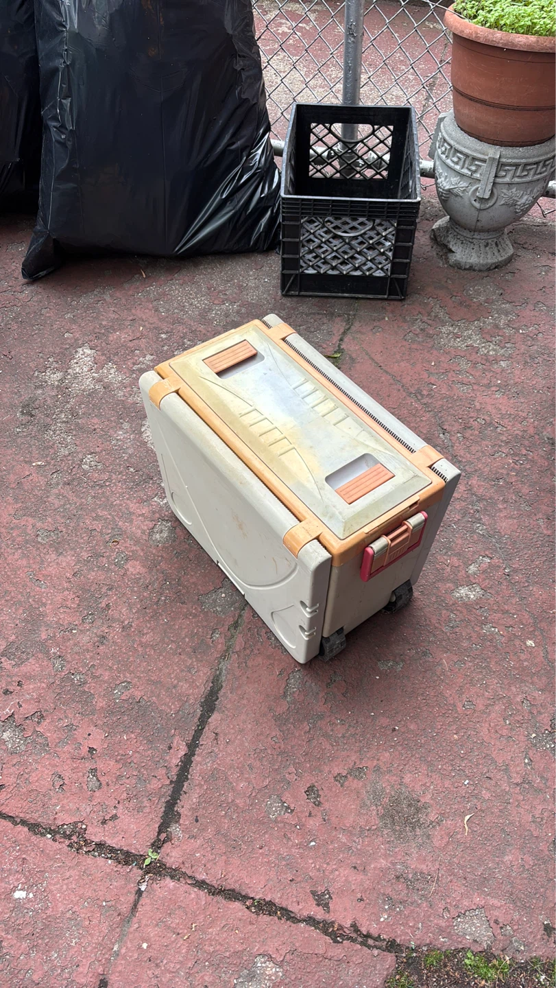Portable Cooler with Wheels and Attached Seats