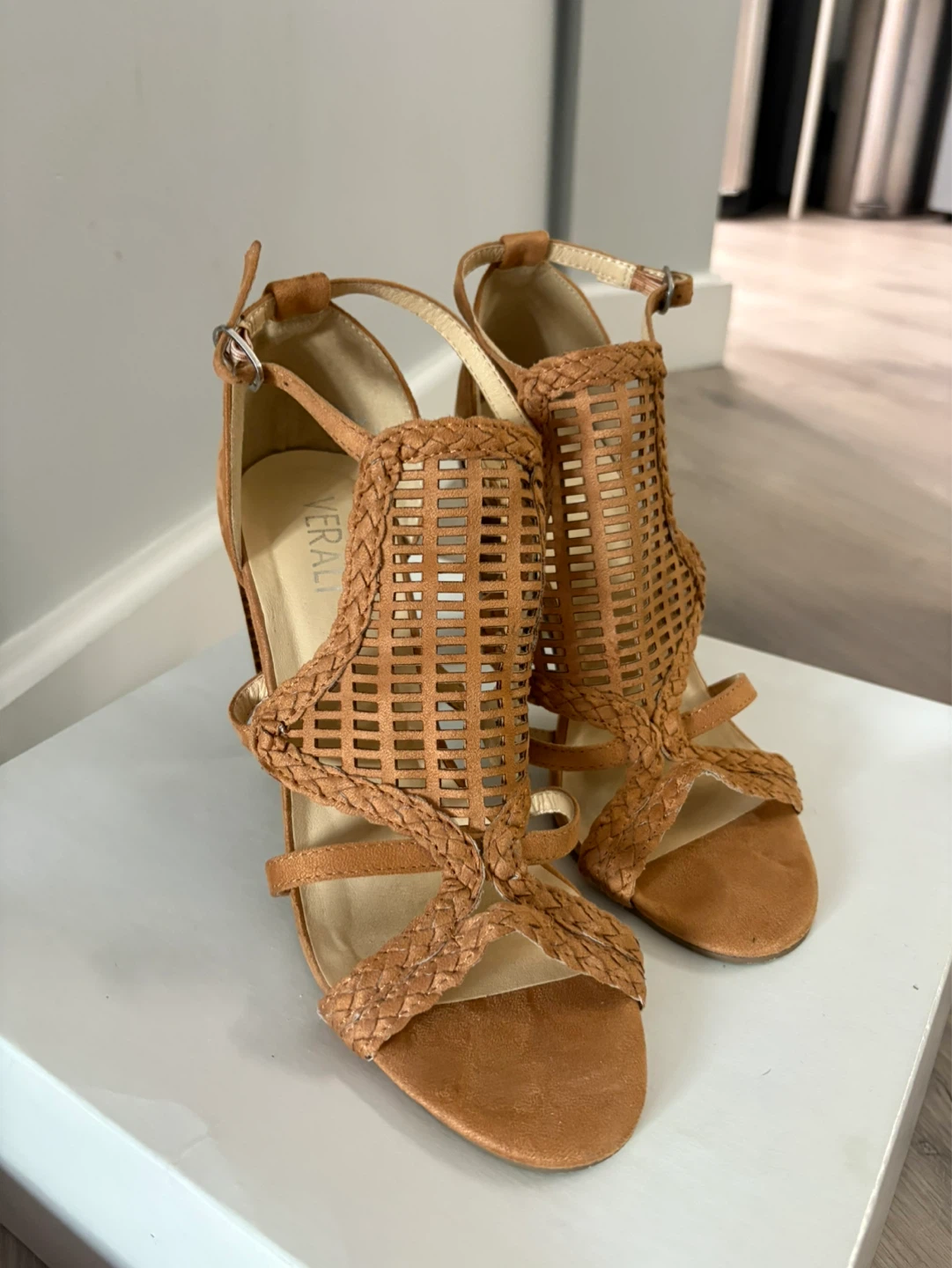 Verali Tan Suede Strappy Heels