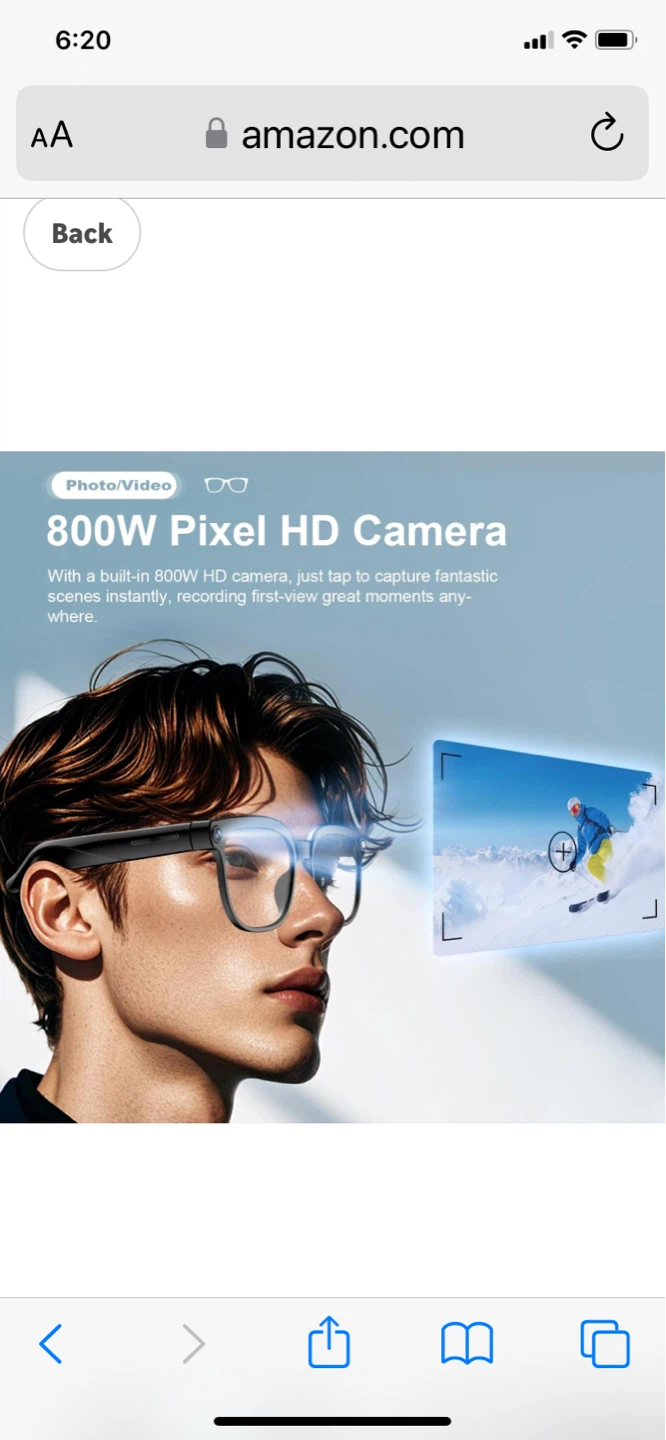 Bapick AI Smart Glasses with Camera and Audio