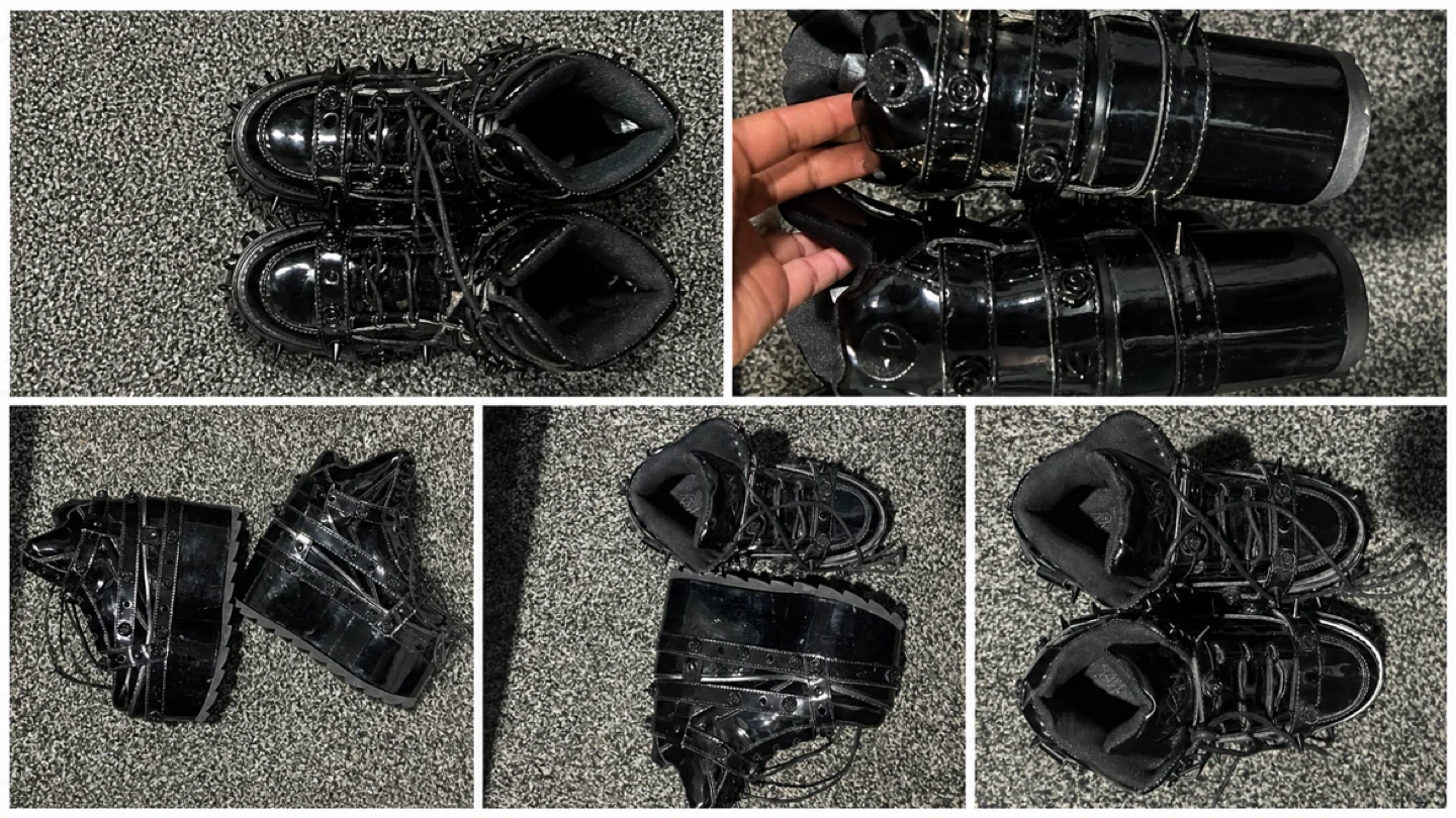 Dolls Kill x Demonia black patent platform boots
