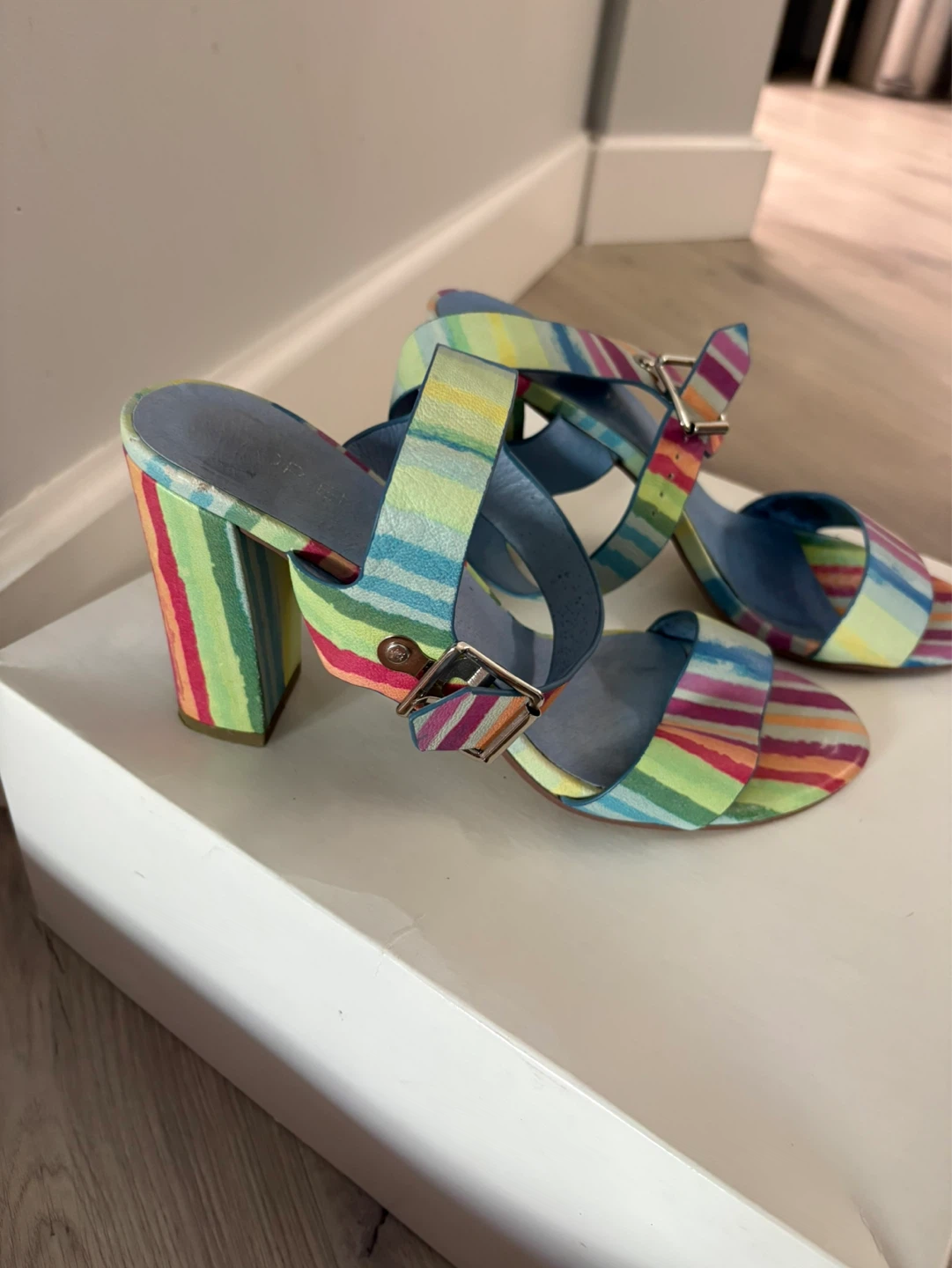Top End Striped Block Heel Sandals - photo 3