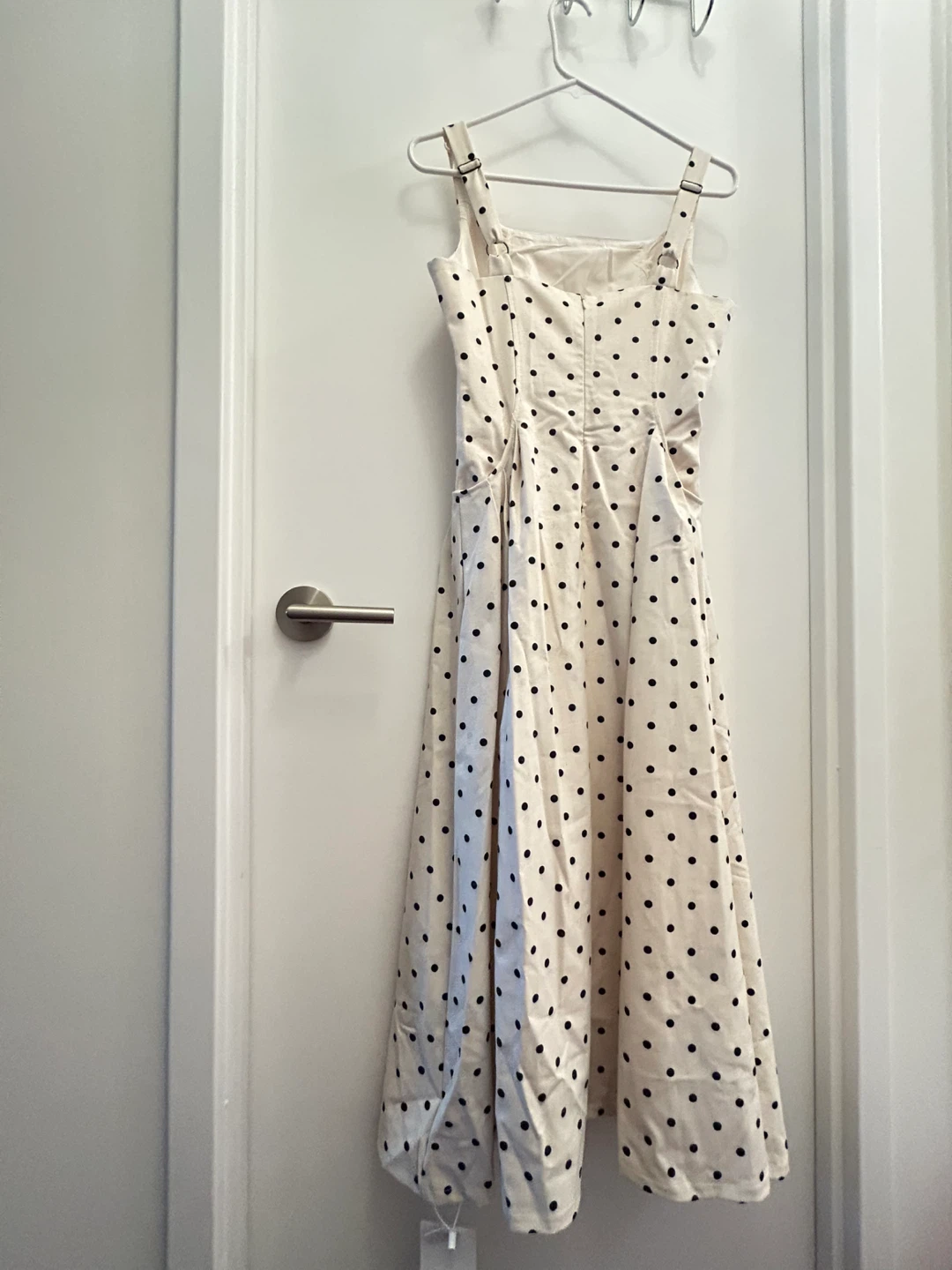 NEW- Cream Polka Dot Midi Cotton Dress - photo 2