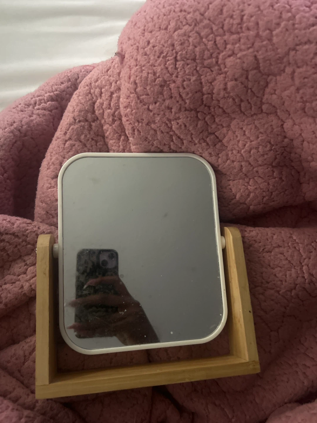 Tabletop Mirror with Wooden Stand