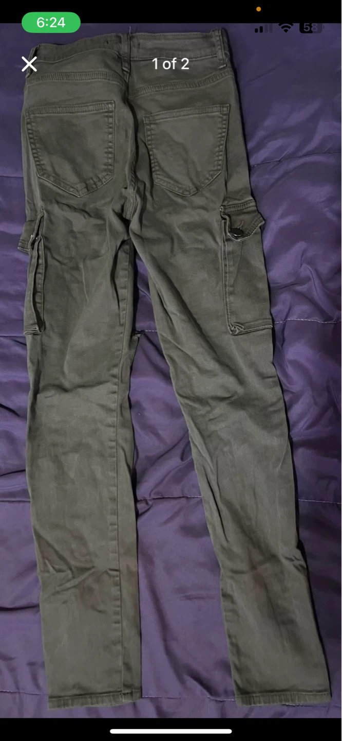 Fashion Nova Olive Green Cargo Pants with Rips - photo 2