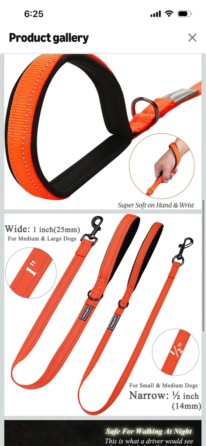 New-VIVAGLORY Orange Dog Leash - 5 ft. x 1/2 in. - photo 2