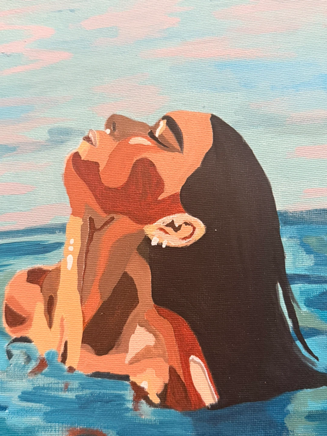 Canvas Painting of Woman in Water - photo 2