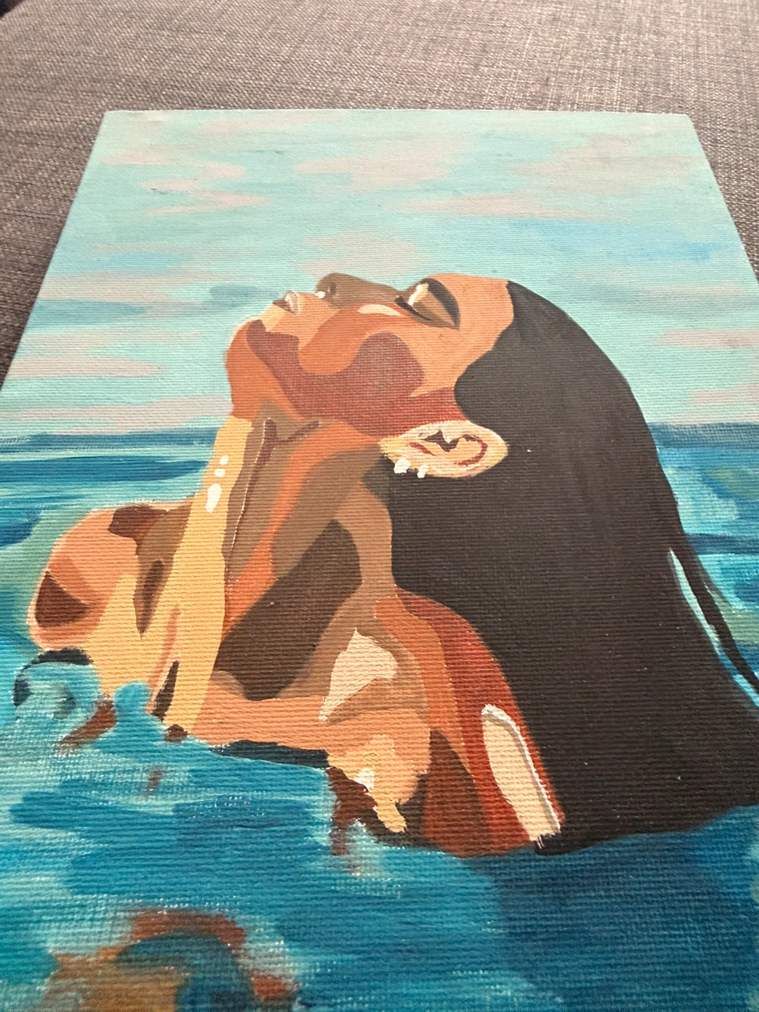 Canvas Painting of Woman in Water - photo 3