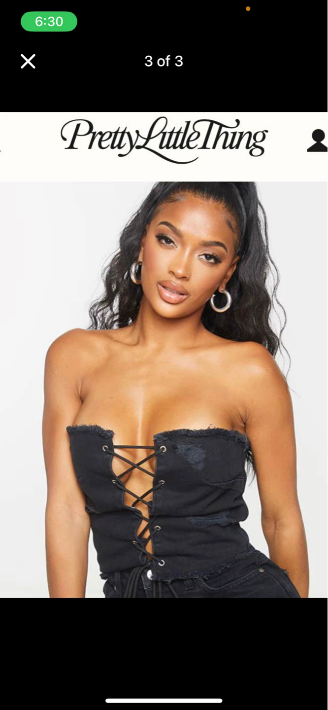 PrettyLittleThing Black Denim Corset Top