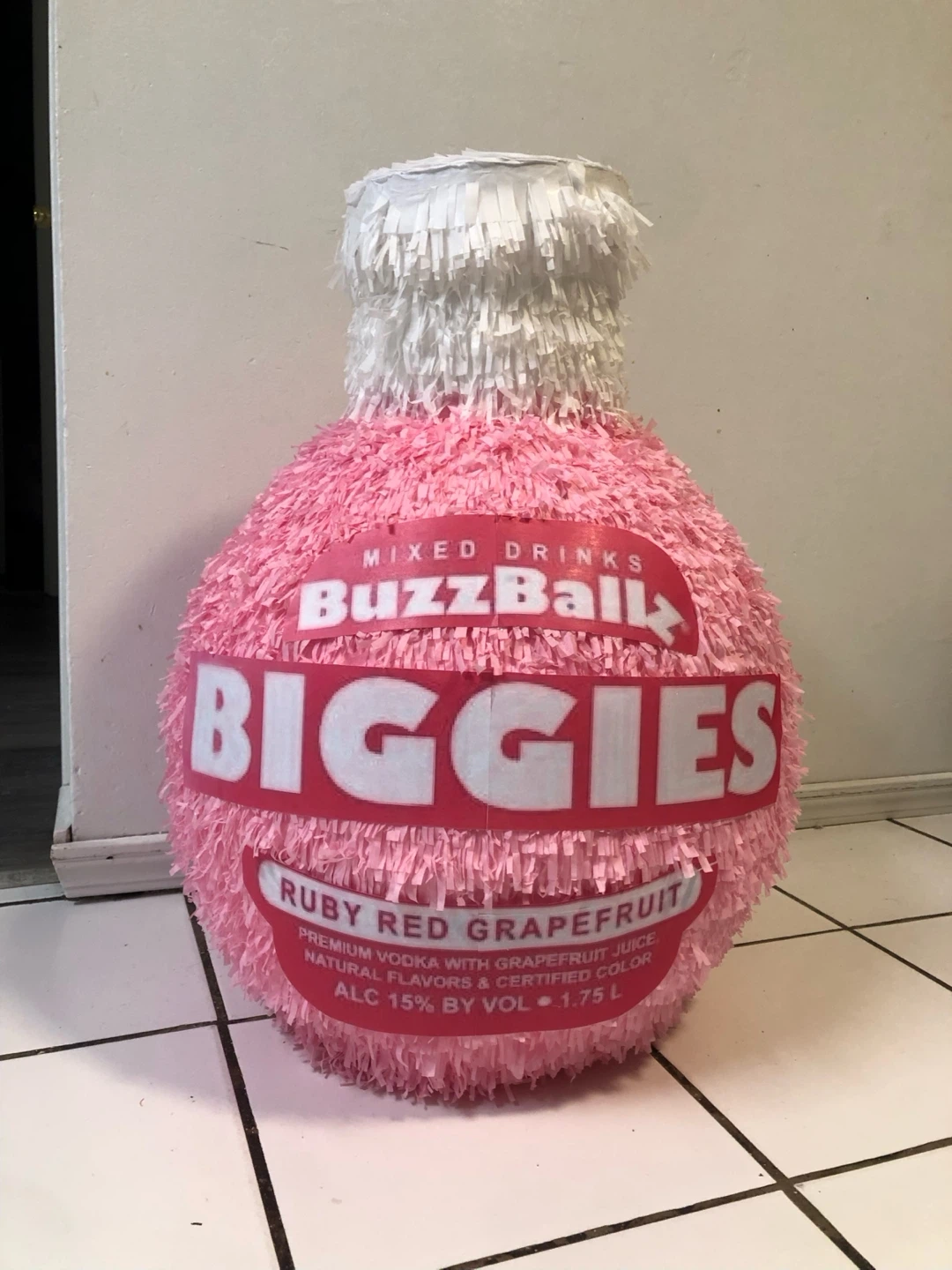BuzzBall Biggies piñata Ruby Red Grapefruit Pink Piñata