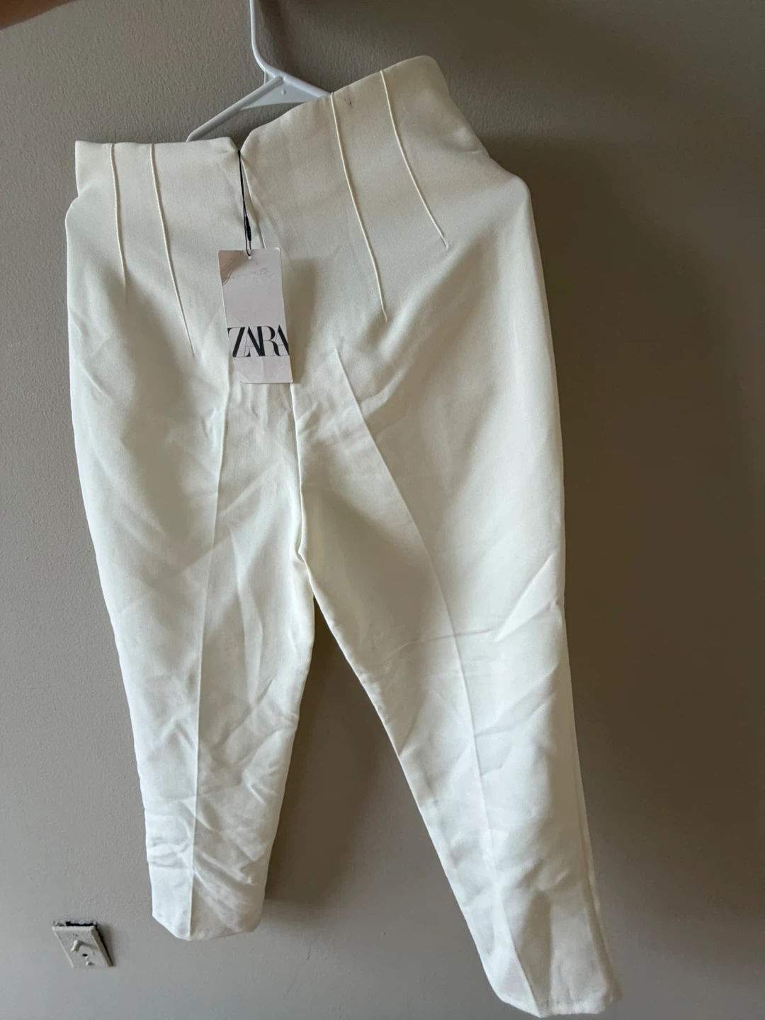 ZARA White Cropped Tailored Trousers - Size M - photo 5