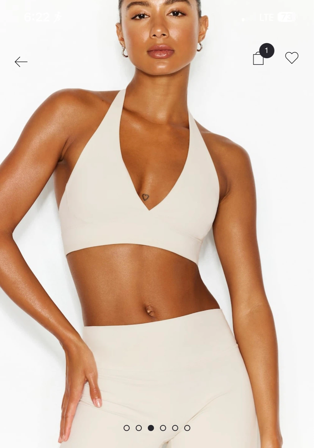 Garage Active Plunge Halter Bra - Coconut Whip Beige M