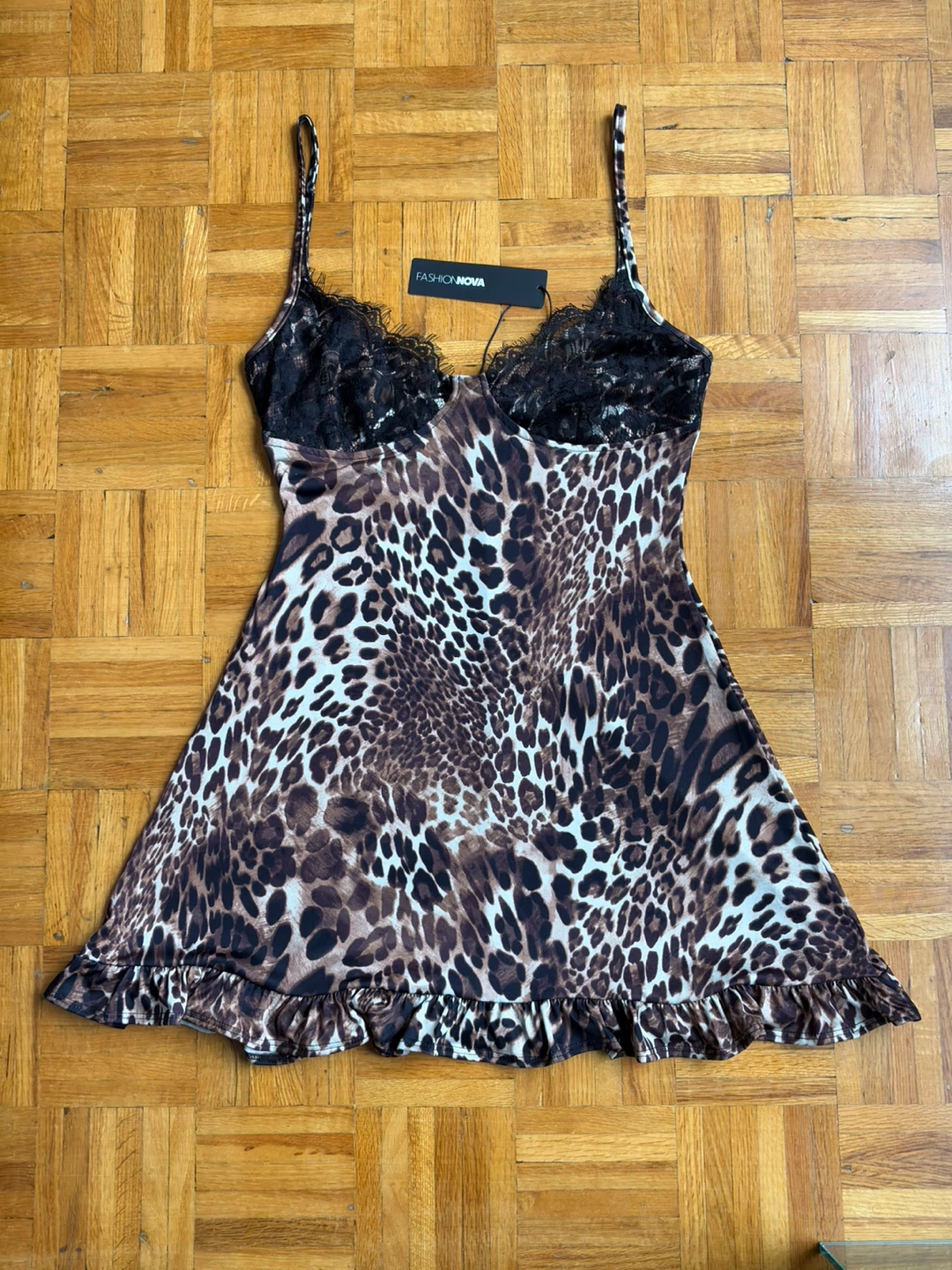 Fashion Nova Leopard Lace Mini Dress (Size M) – New w/ Tag