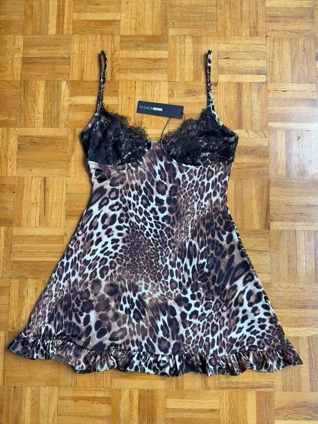 Fashion Nova Leopard Lace Mini Dress (Size M) – New w/ Tag - photo 2