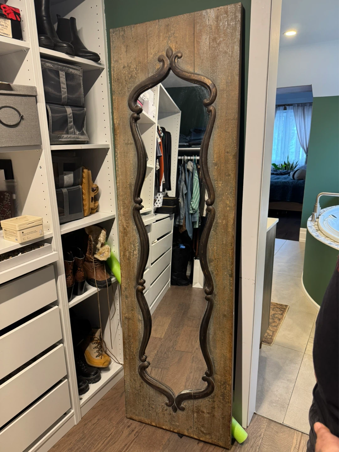 Distressed Wood Framed Mirror