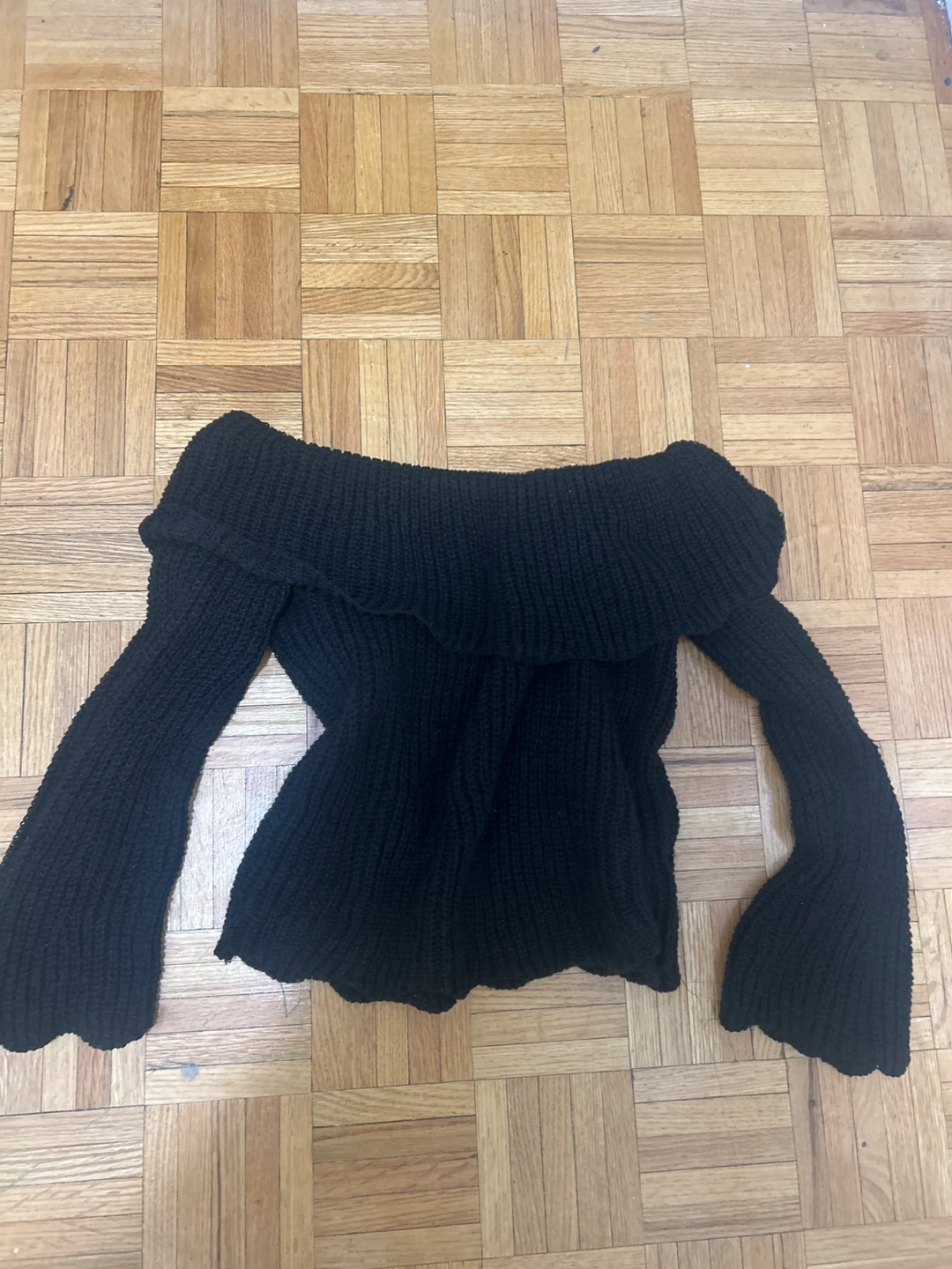 Black Off-the-Shoulder Knit Sweater
