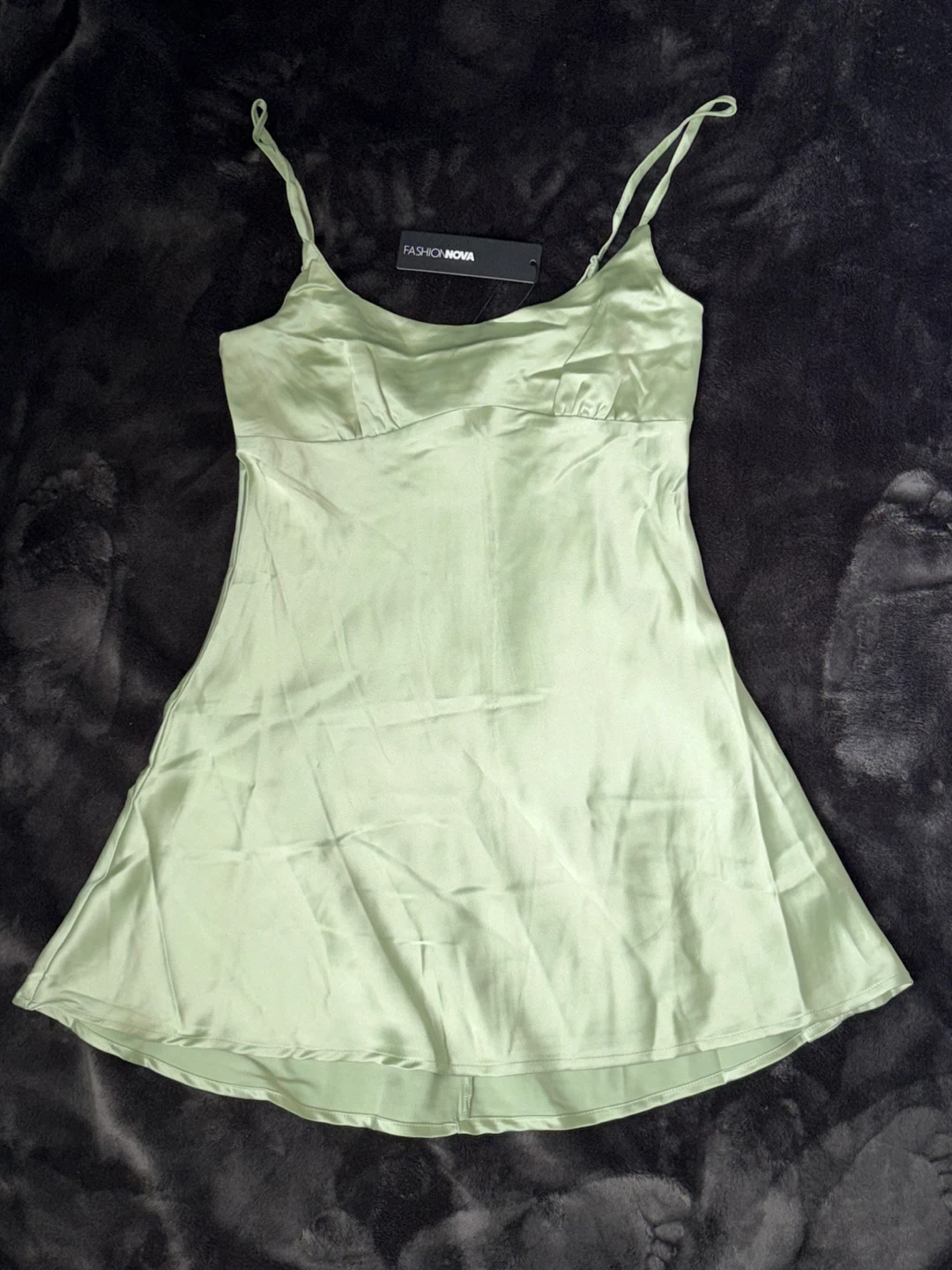 Fashion Nova Satin Mini Dress (Size M) – New w/ Tag (Sage Green)