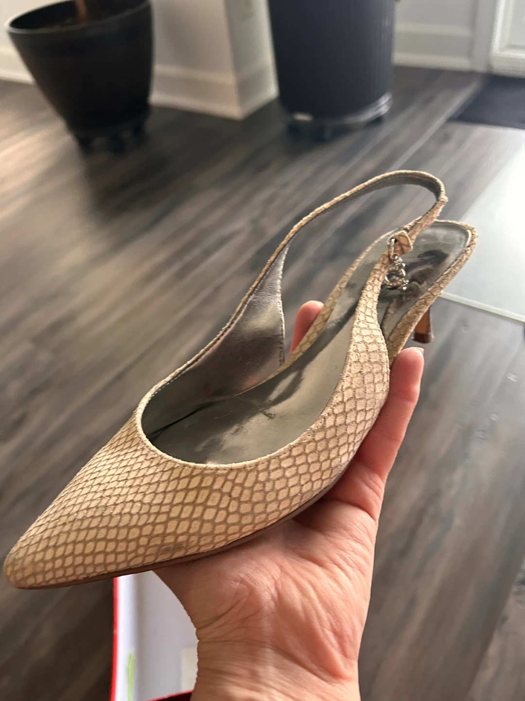 Guess Slingback Heels - Tan Snake Print - Size 7 - photo 2