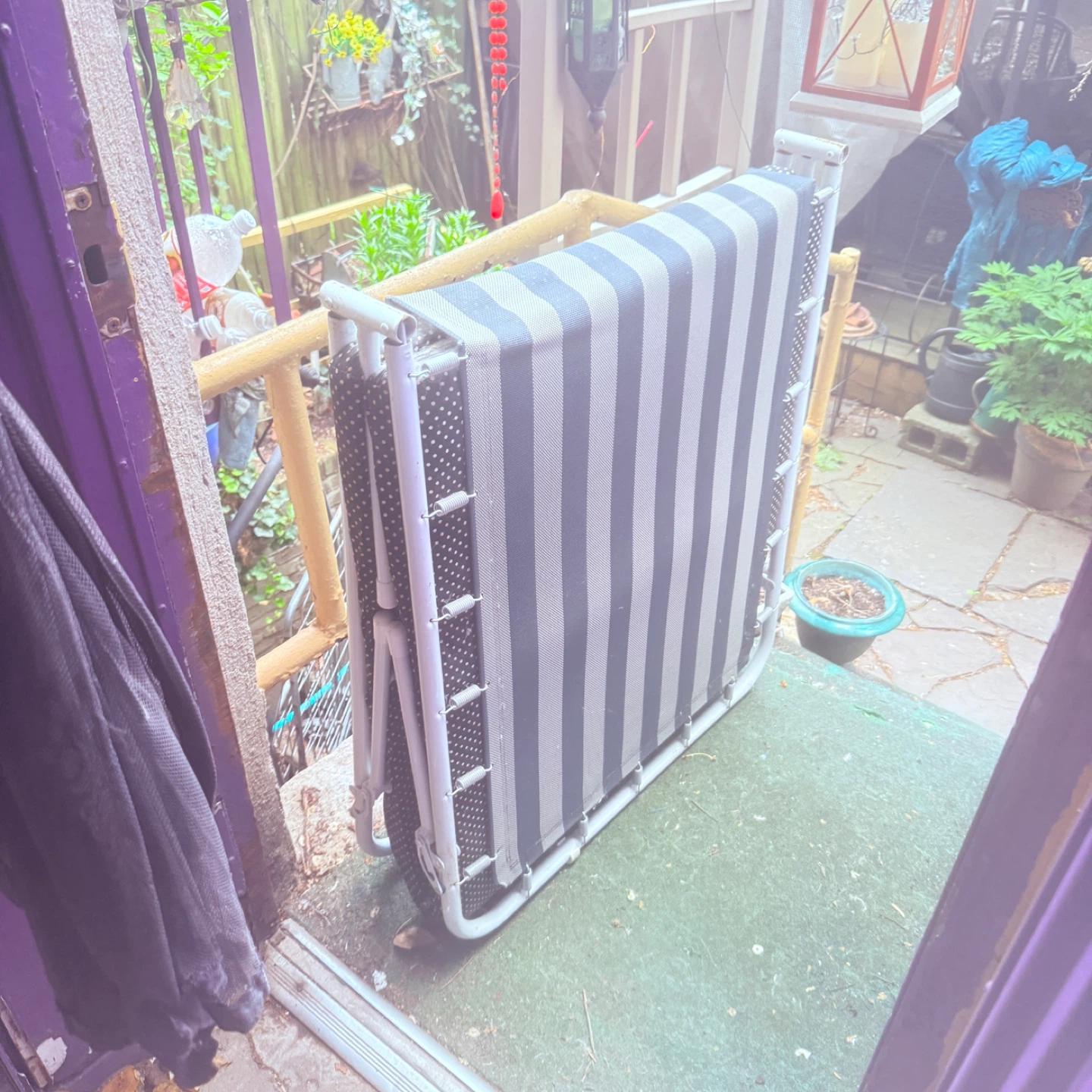 Striped Folding portable twin bef