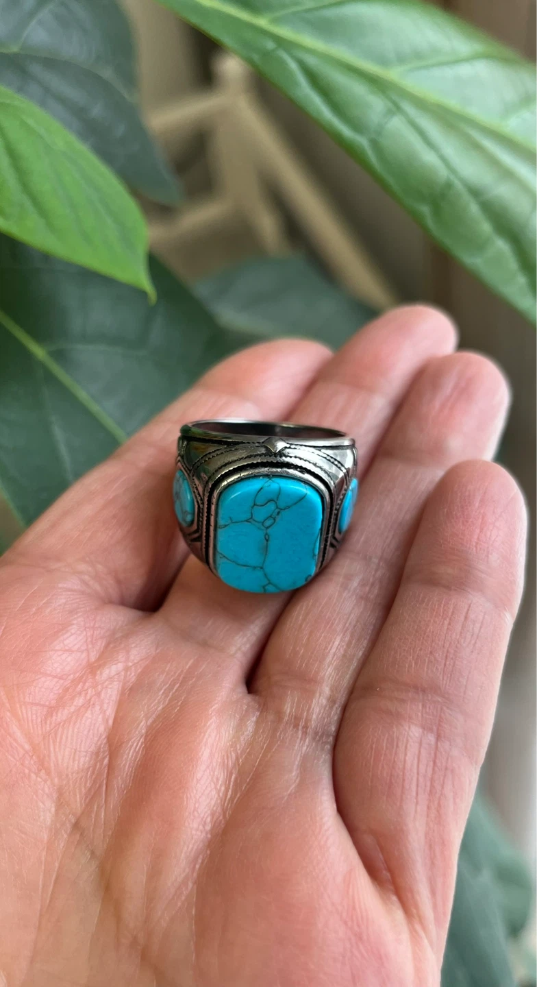 Men's Turquoise inspired  Ring. Size 10