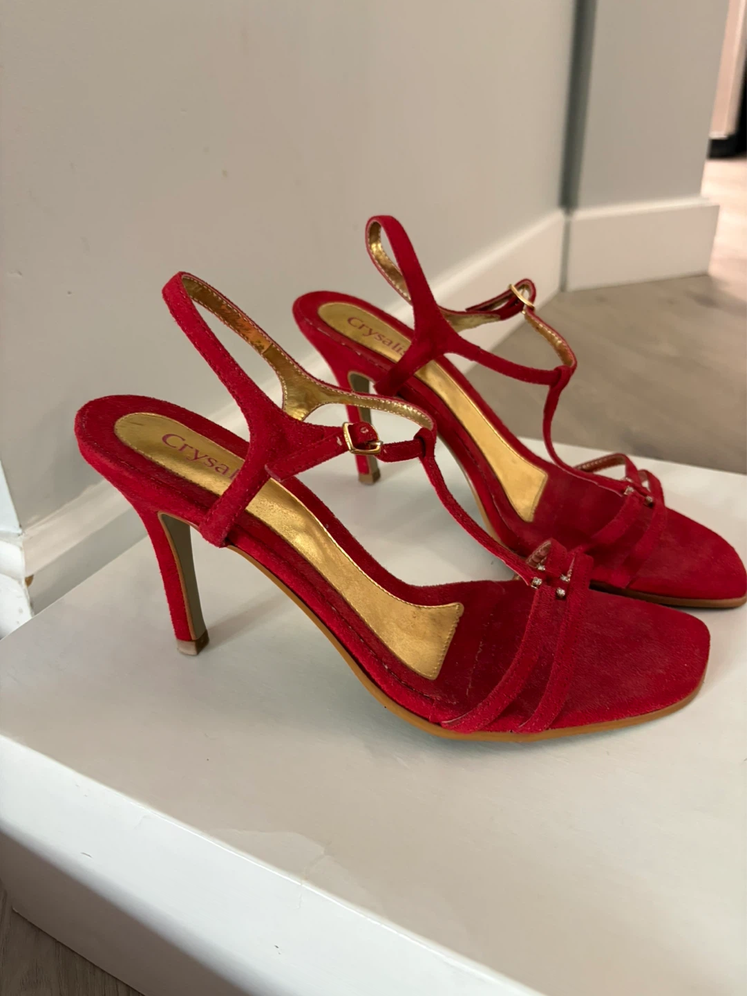 Crystalis Red Suede Heeled Sandals - photo 3