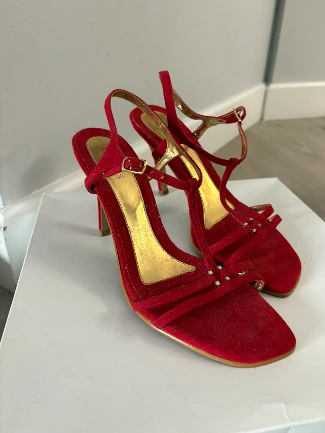 Crystalis Red Suede Heeled Sandals - photo 5