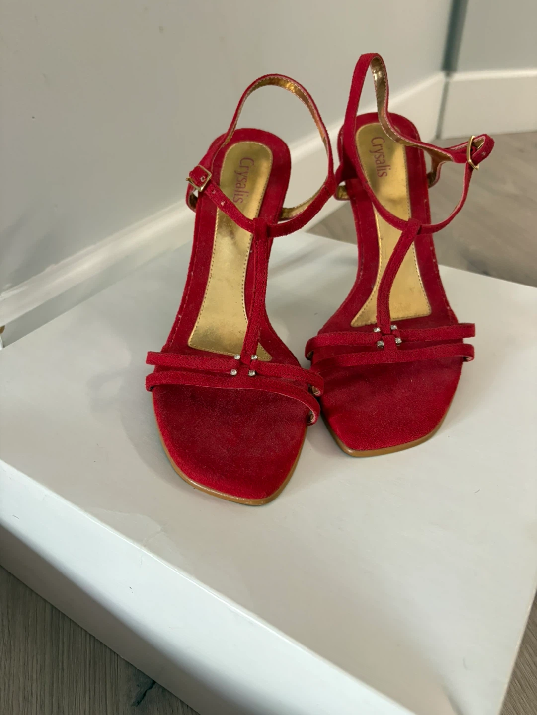 Crystalis Red Suede Heeled Sandals - photo 4