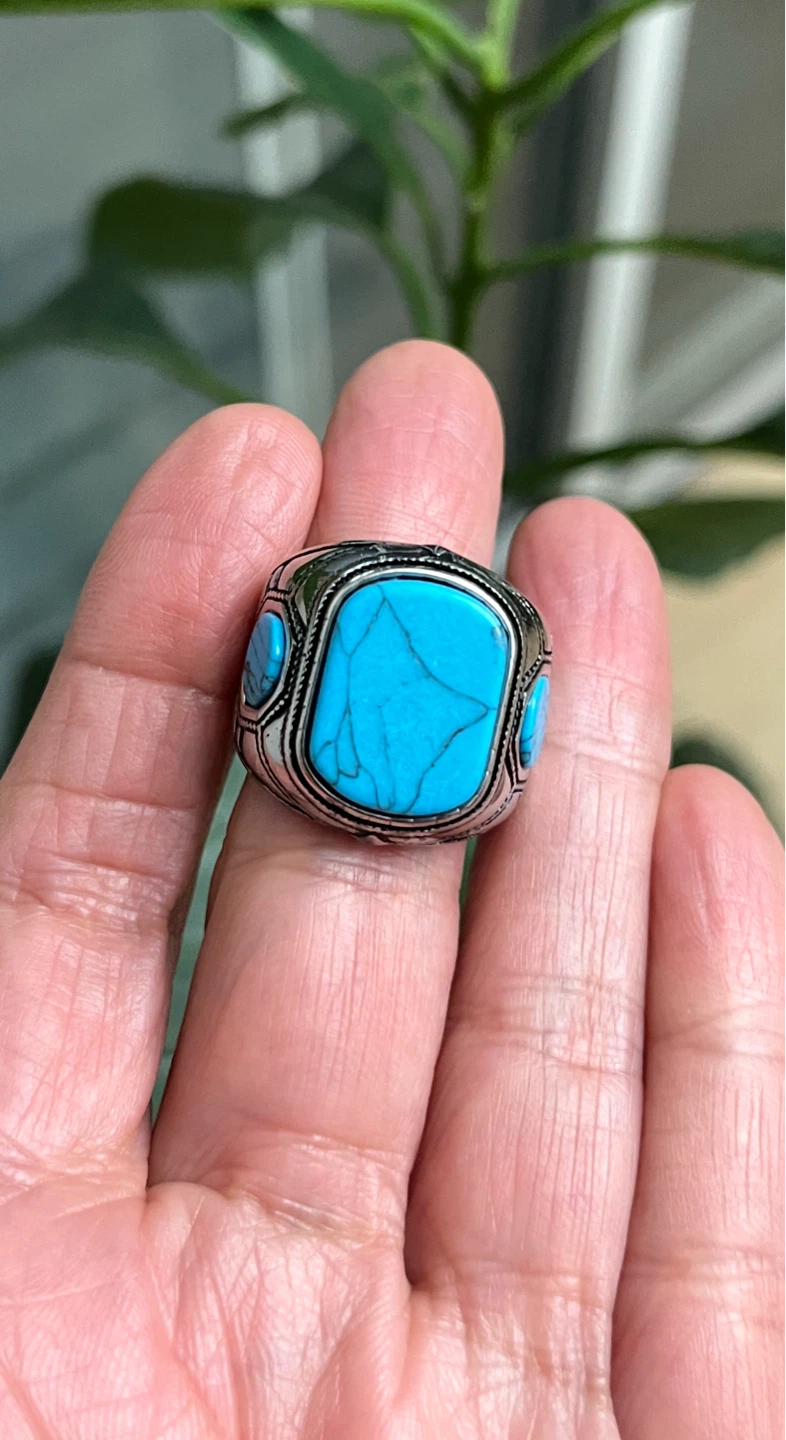 Men's Turquoise inspired  Ring. Size 10 - photo 2