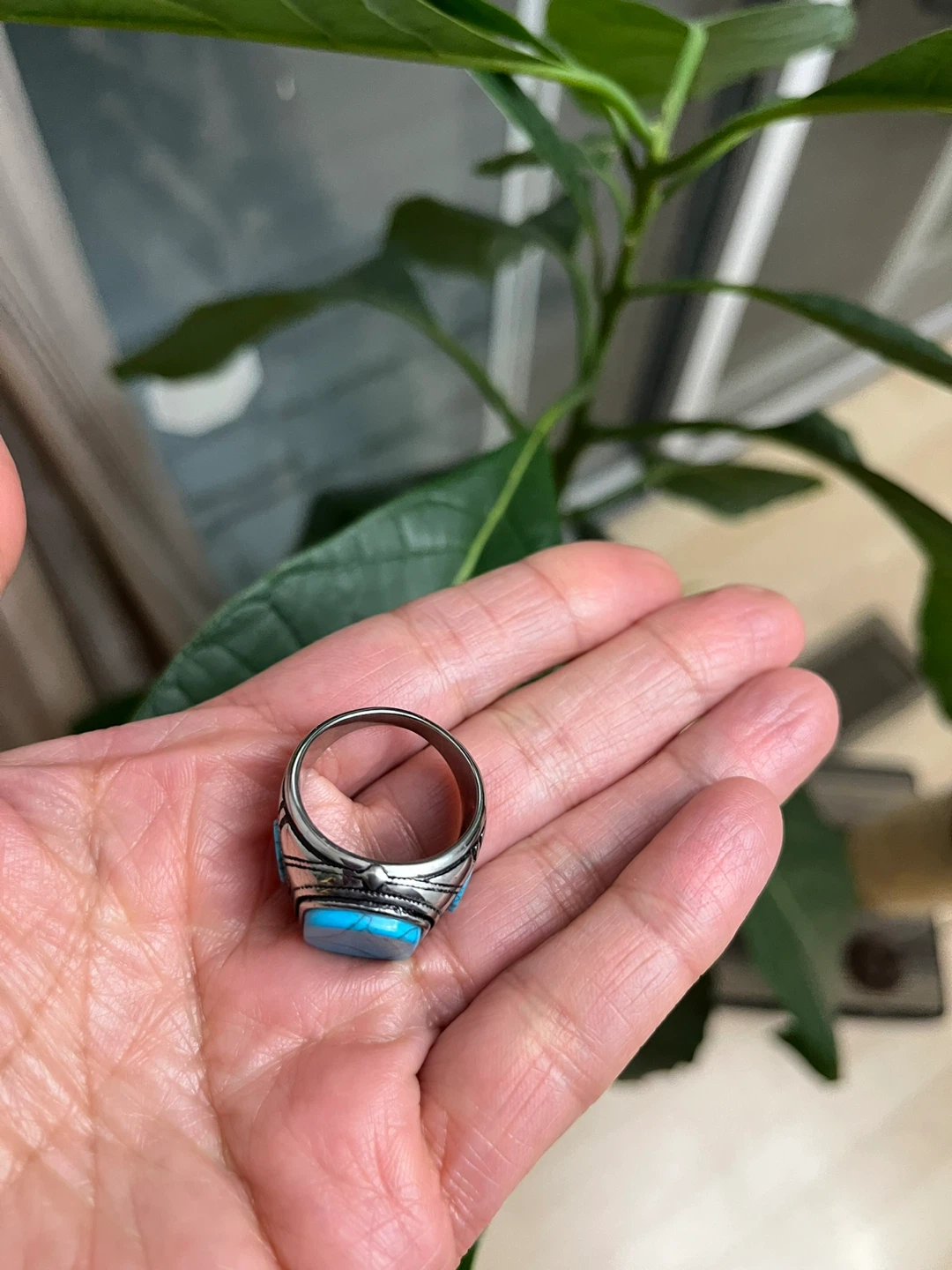 Men's Turquoise inspired  Ring. Size 10 - photo 3