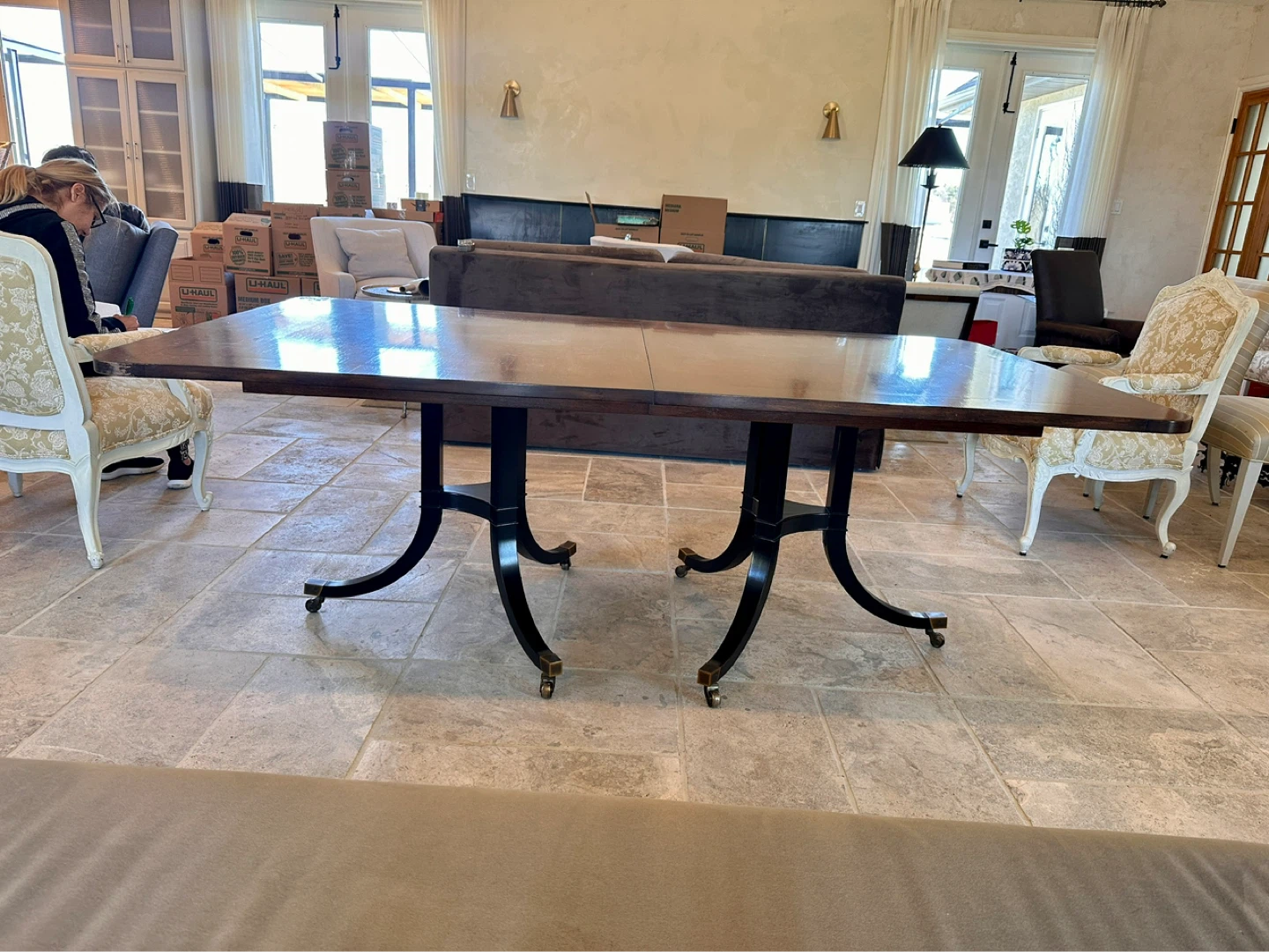 SOLID MAHOGANY WooD Dining Table with Leaf Inserts - photo 2