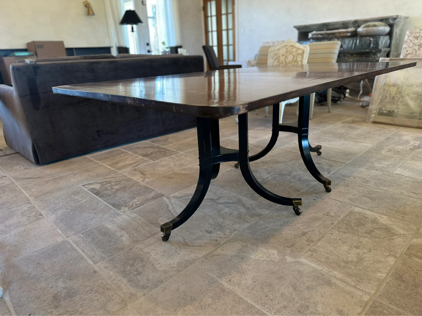 SOLID MAHOGANY WooD Dining Table with Leaf Inserts
