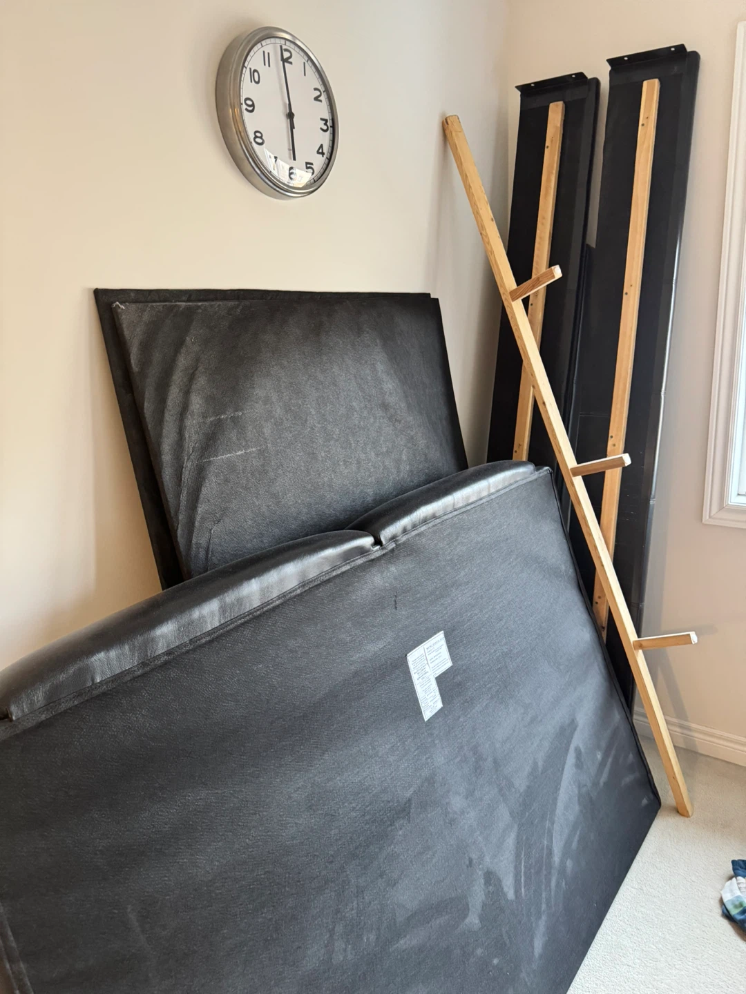 FREE Black Faux Leather Bed Frame with Headboard - photo 4