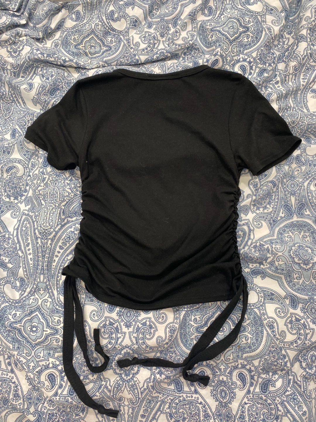 Black Ruched Drawstring T-Shirt - photo 2