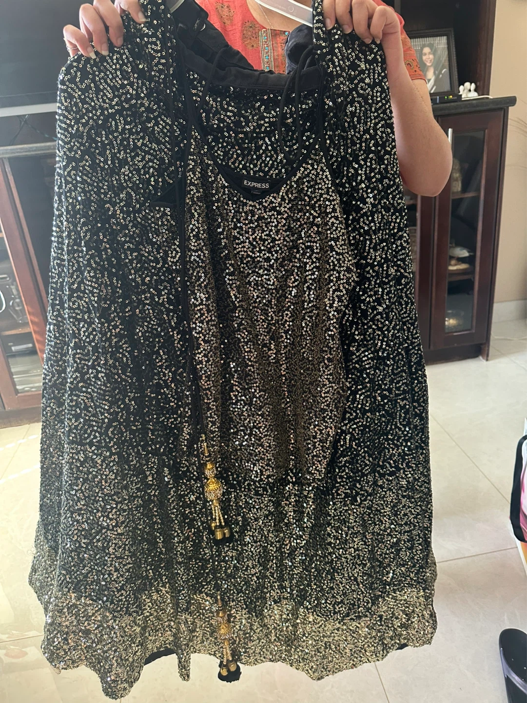 Express Sequin Tank Top and Cardigan Set - Size S