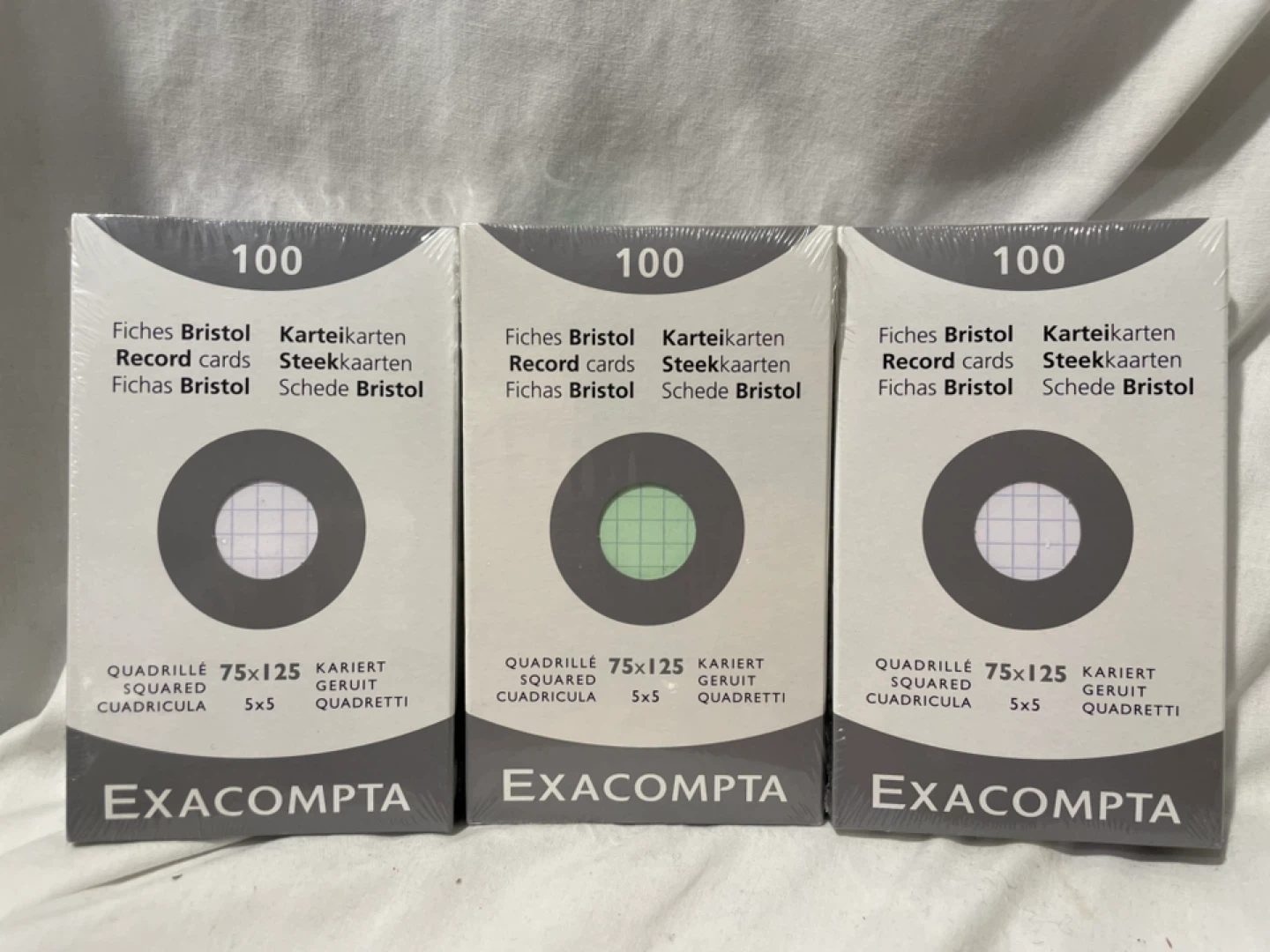 Exacompta Record Cards 75x125mm Squared (3 Packs)