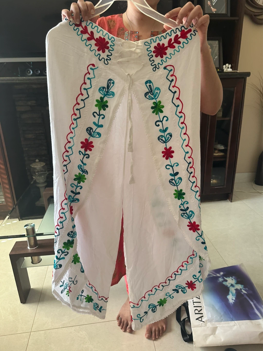 White Embroidered Pants - photo 2
