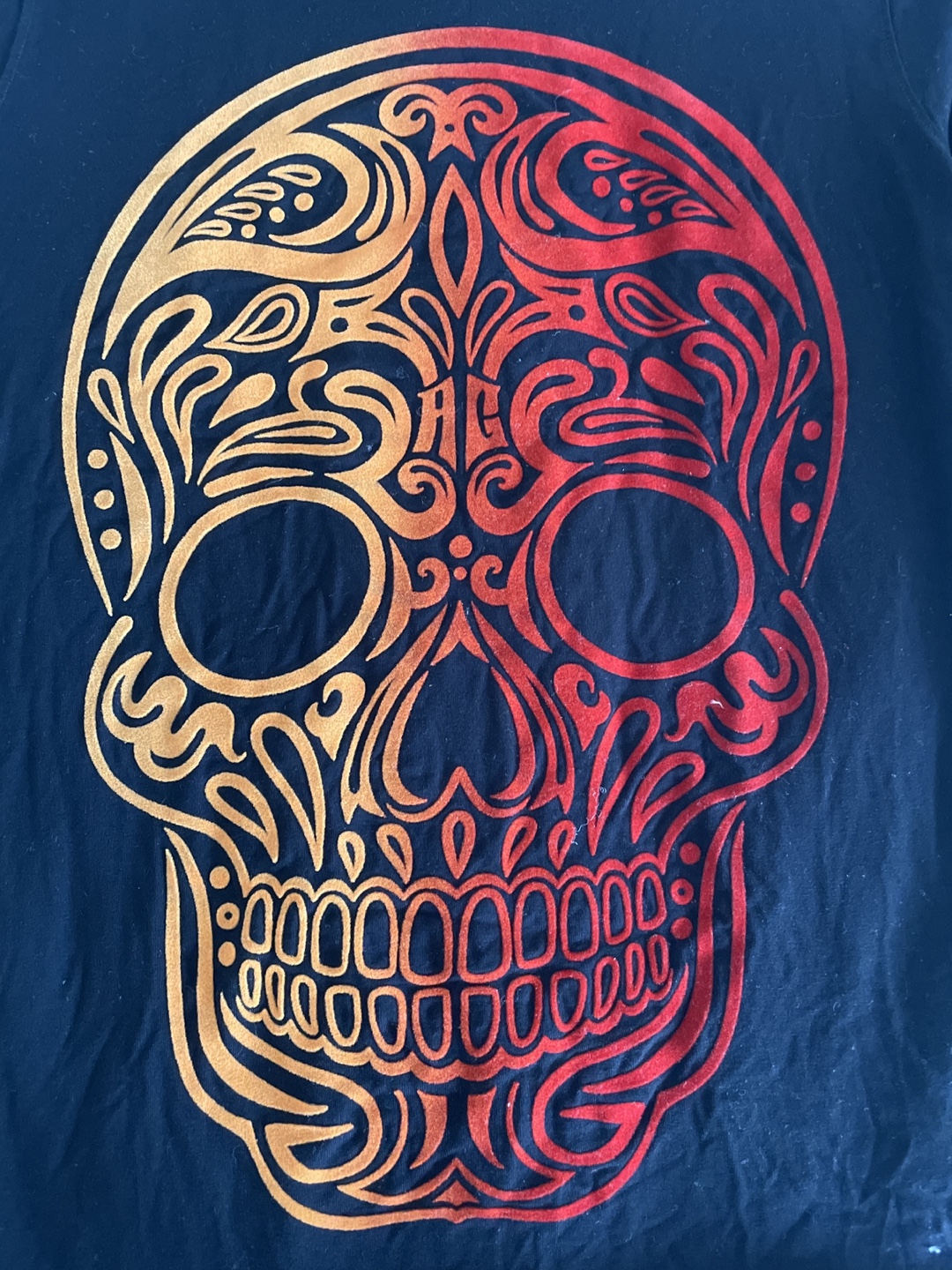 Black Graphic T-Shirt with Skull Design - Size XS - photo 2