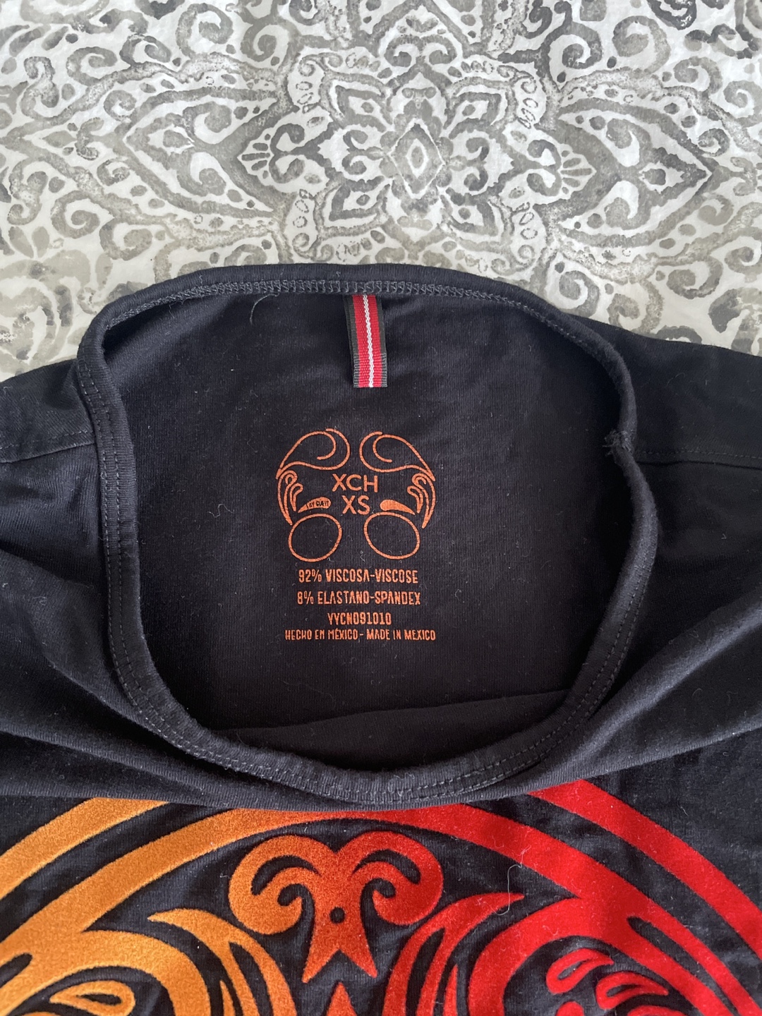 Black Graphic T-Shirt with Skull Design - Size XS - photo 3