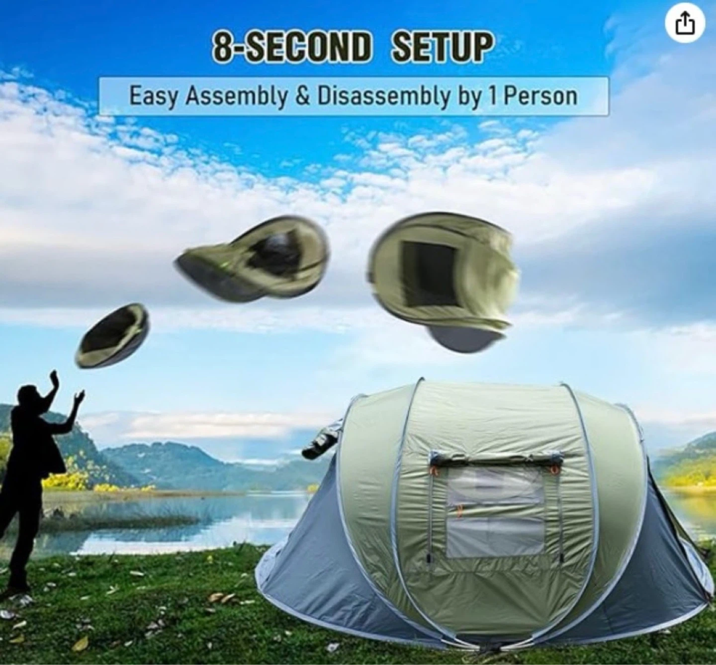 Pop-Up Tent- 8-Second Setup - Sleeps 4 - photo 4