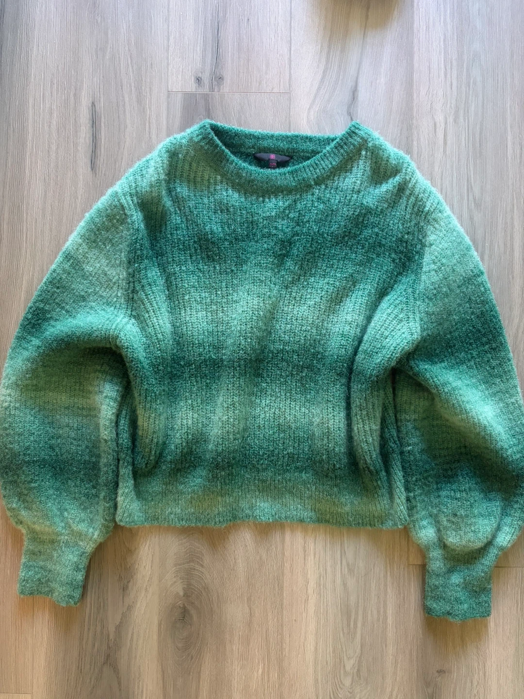 Fluffy green gradient sweater