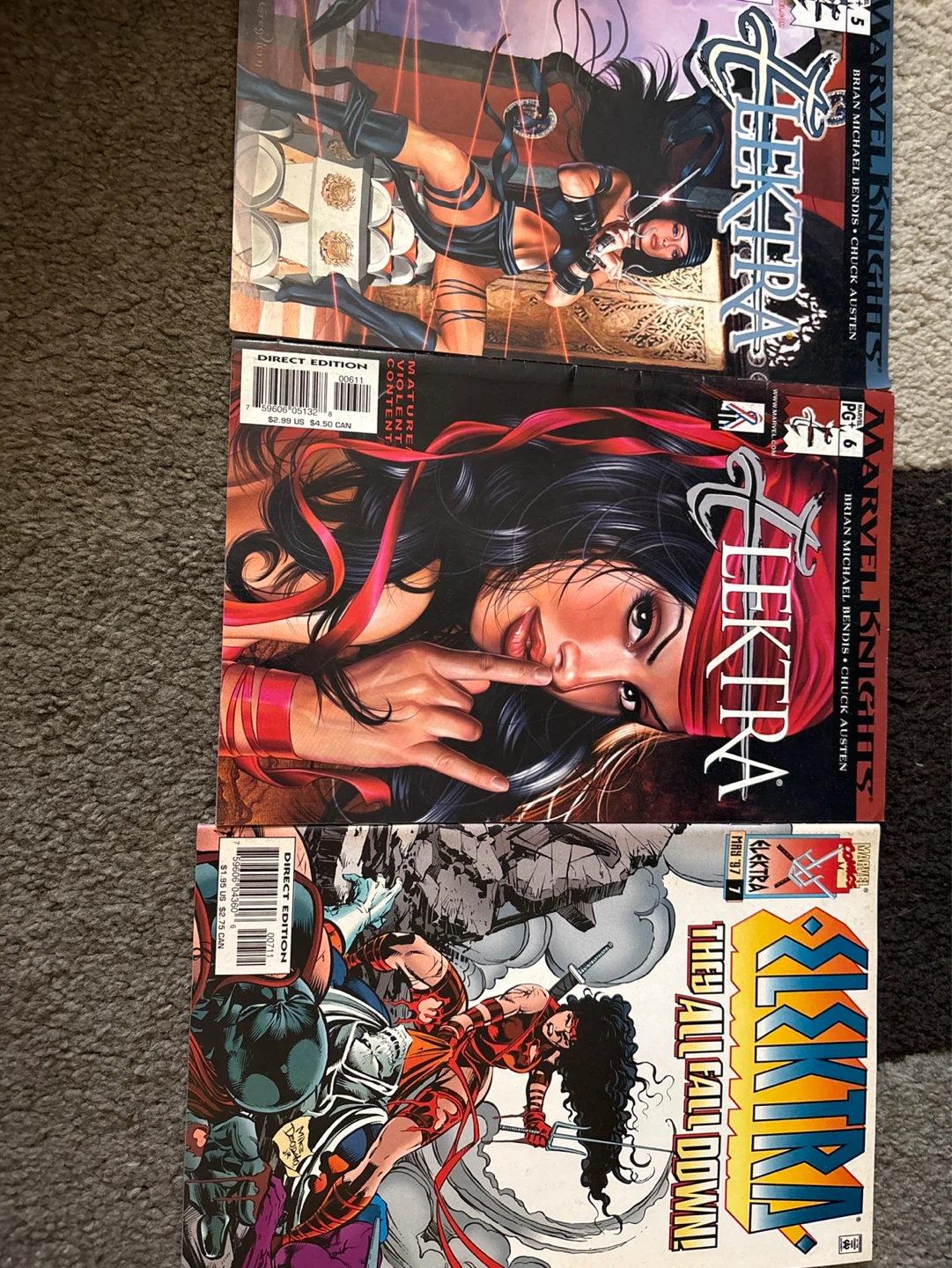 Marvel Knights Elektra Comic Books - Issues 5, 6, & 7
