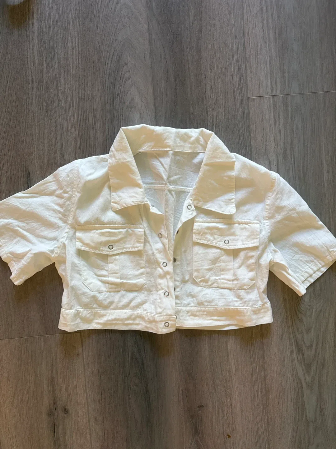 White Cropped Button-Up Bolero