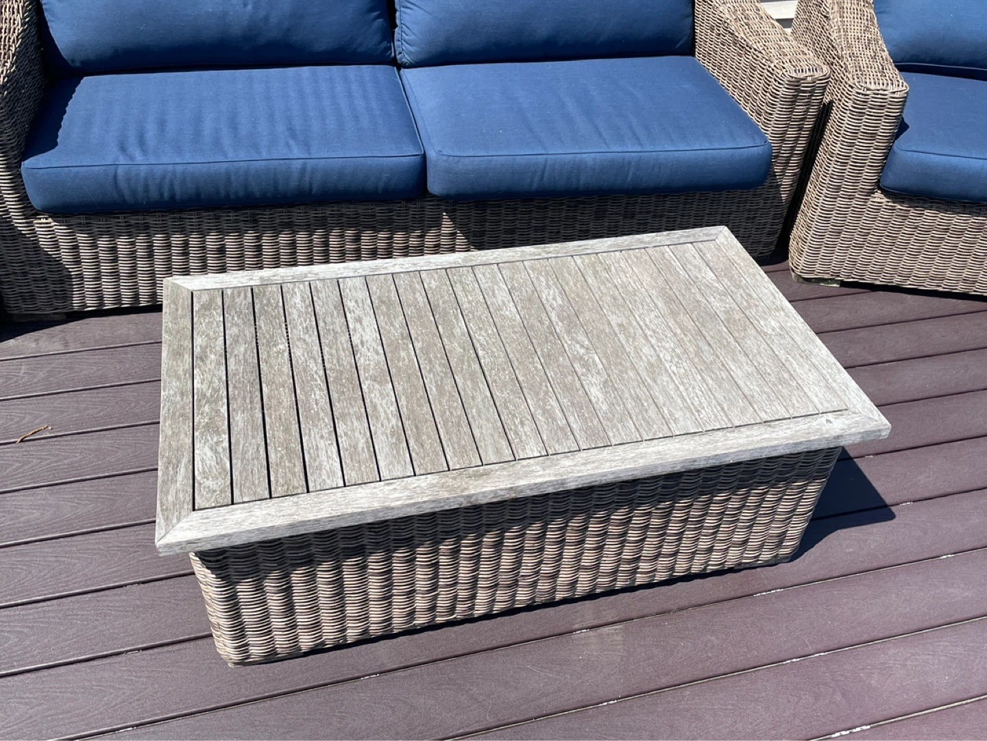 Wicker Outdoor Furniture Set with Blue Cushions - photo 5