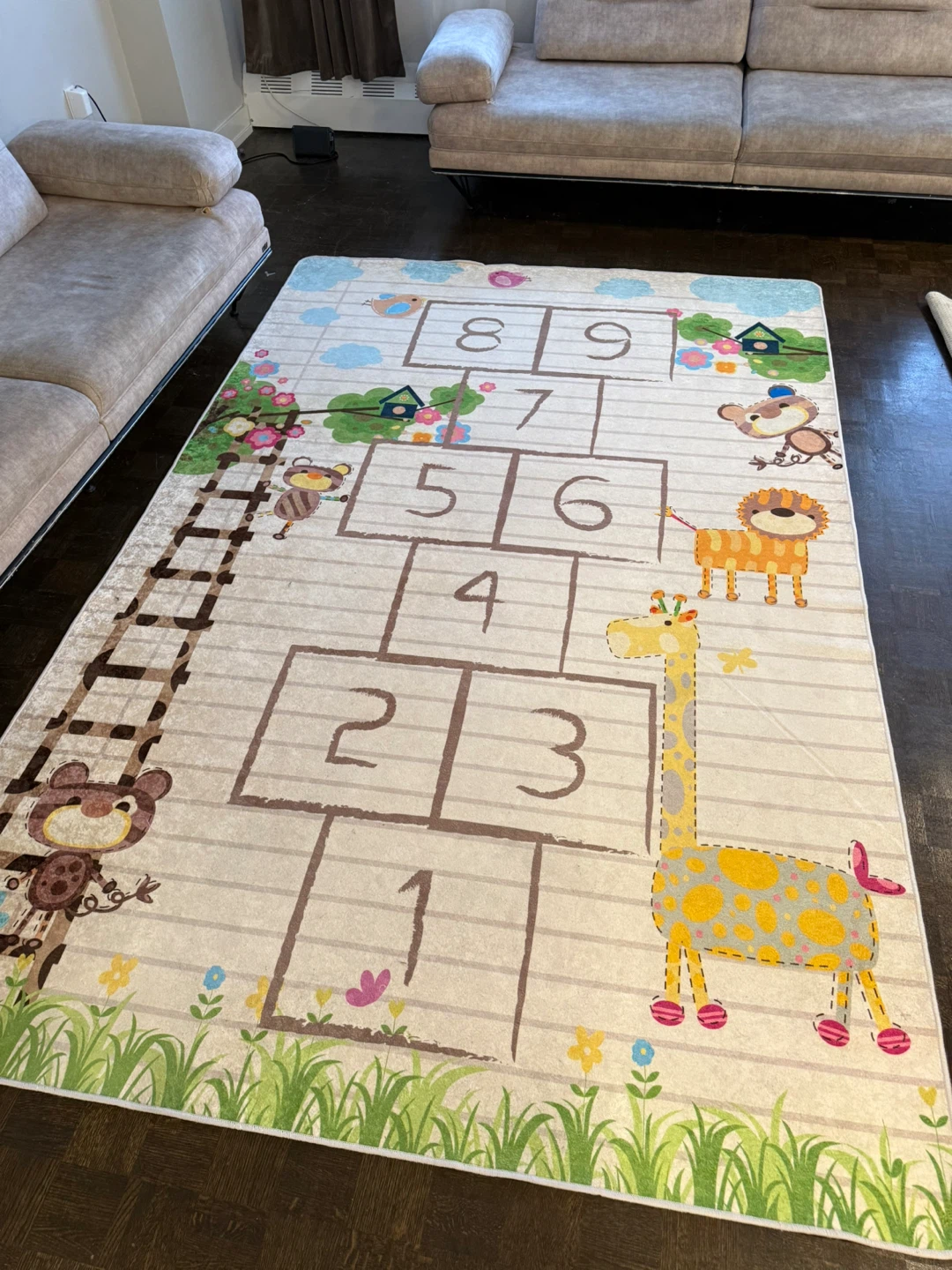 Kids Hopscotch Rug with Animals