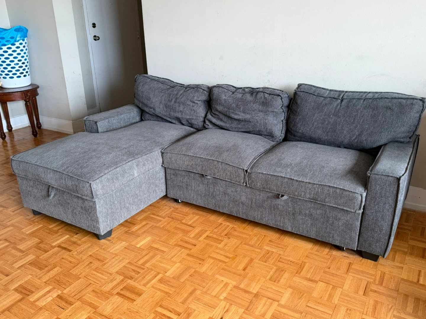 Grey Sectional Sofa with Storage and Pull-out Bed - photo 3