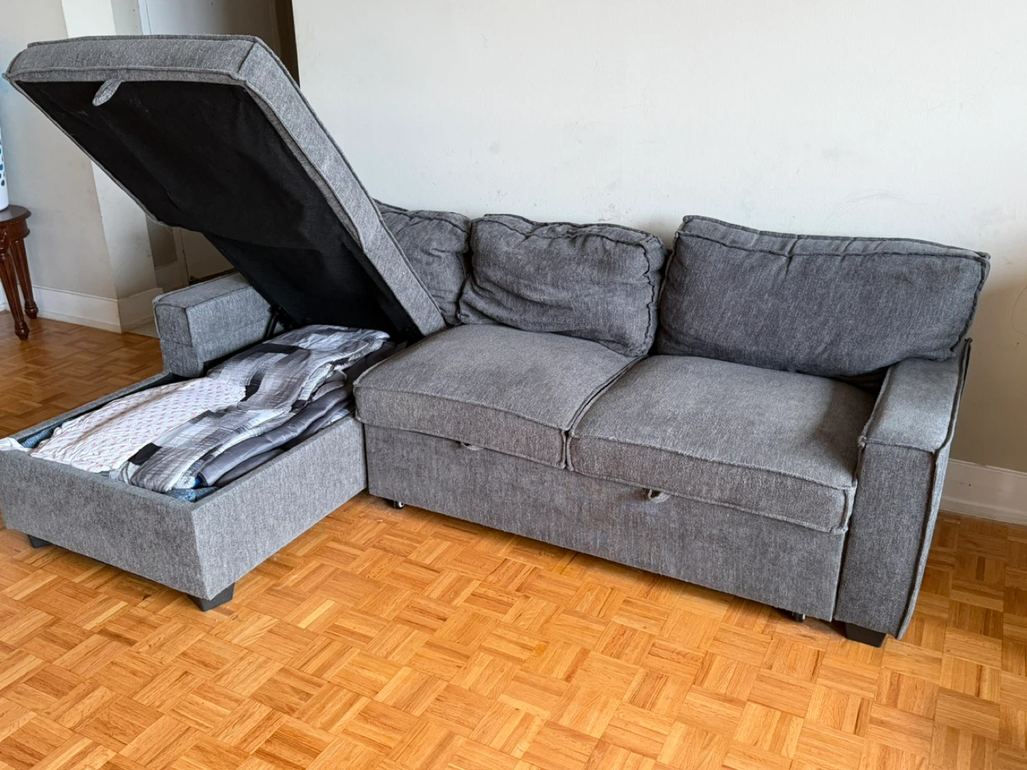 Grey Sectional Sofa with Storage and Pull-out Bed - photo 2
